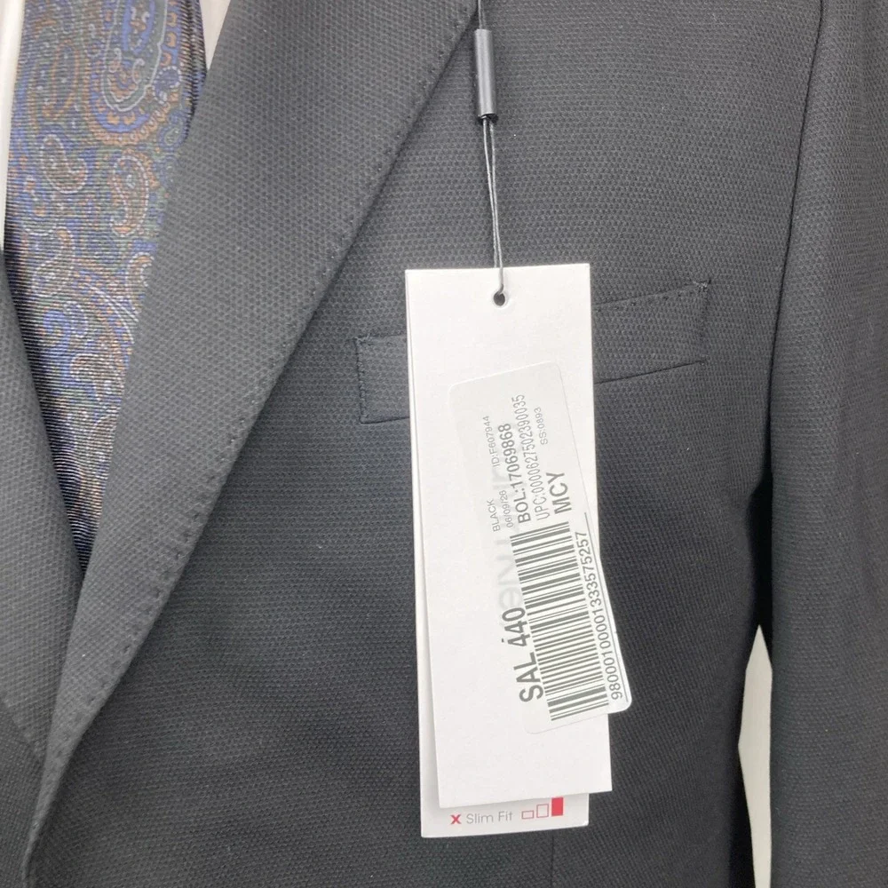 Calvin Klein Men's Black Slim-Fit Solid Knit Jacket Sport Coat Size 44R